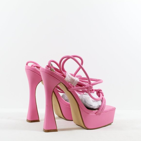 EGO Heat-Wave Knotted Detail Square Toe Lace Up Platform - Pink 8M - Picture 3 of 7
